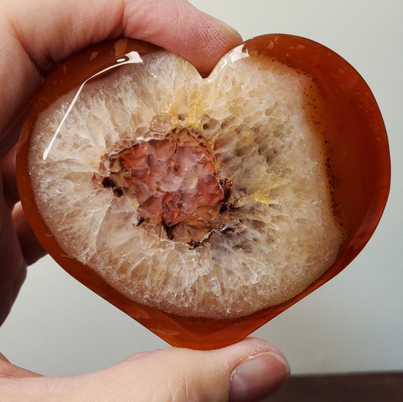 Carnelian Crystal Heart With Druzy - Picture 3 of 12